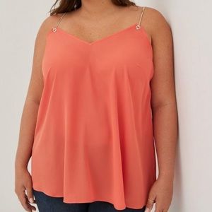 Torrid Tank Top Coral Sophie Georgette Chain-Link Strap Swing Cami Sz 1X (1) NWT